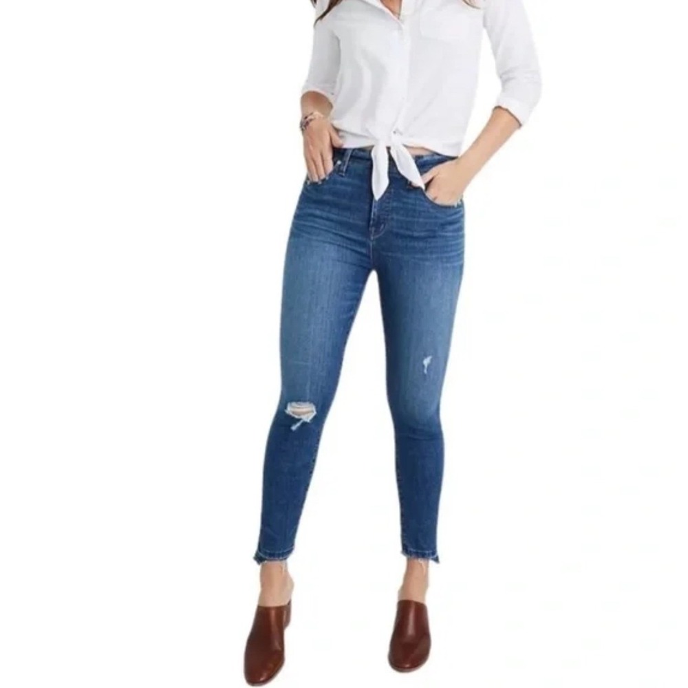 Madewell Curvy High Rise Skinny‎ Jeans Distressed Fray Hem Women's Size 30